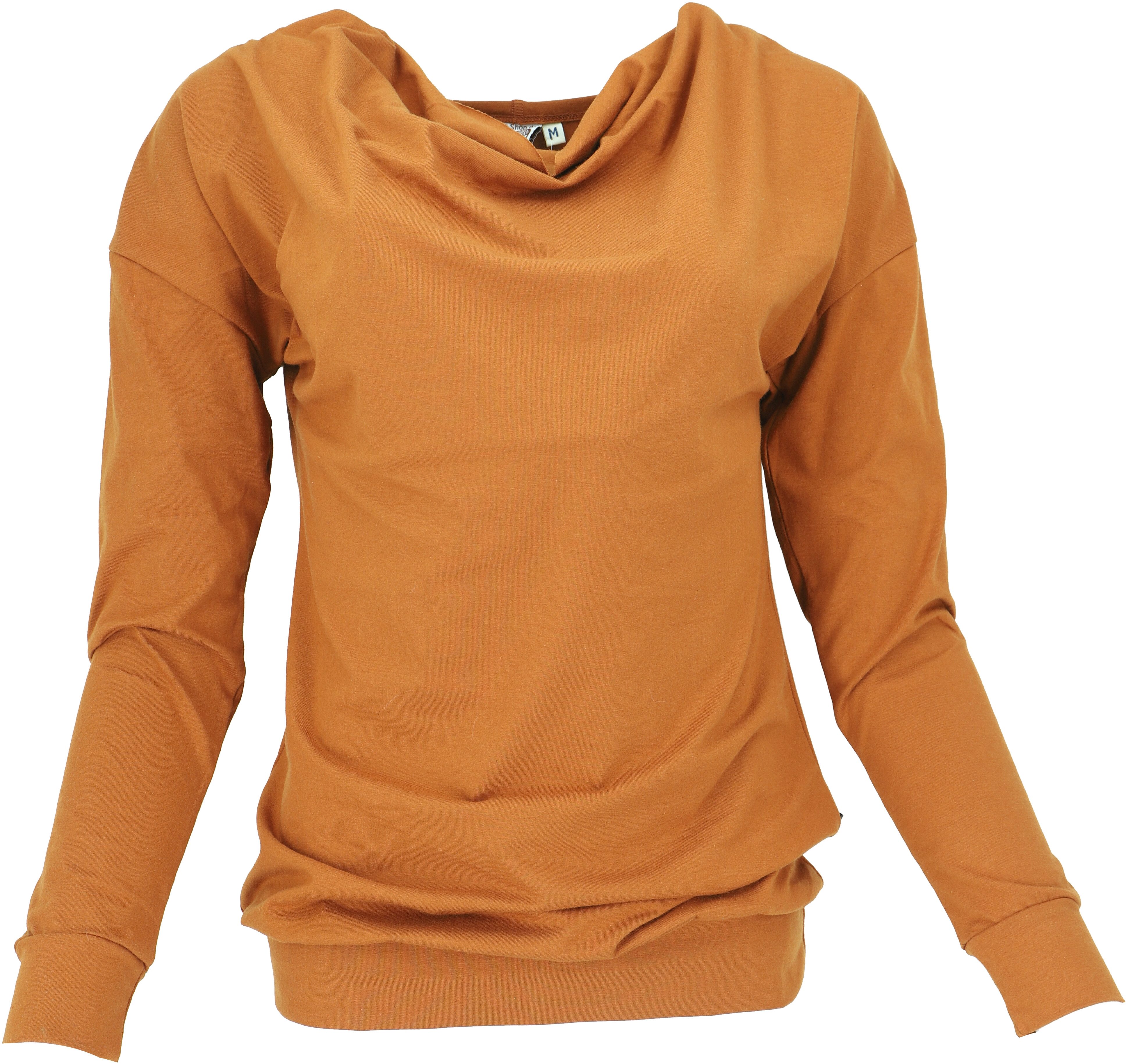 Guru-Shop Longsleeve Langarmshirt mit Wasserfallkragen, Yogashirt.. günstig online kaufen