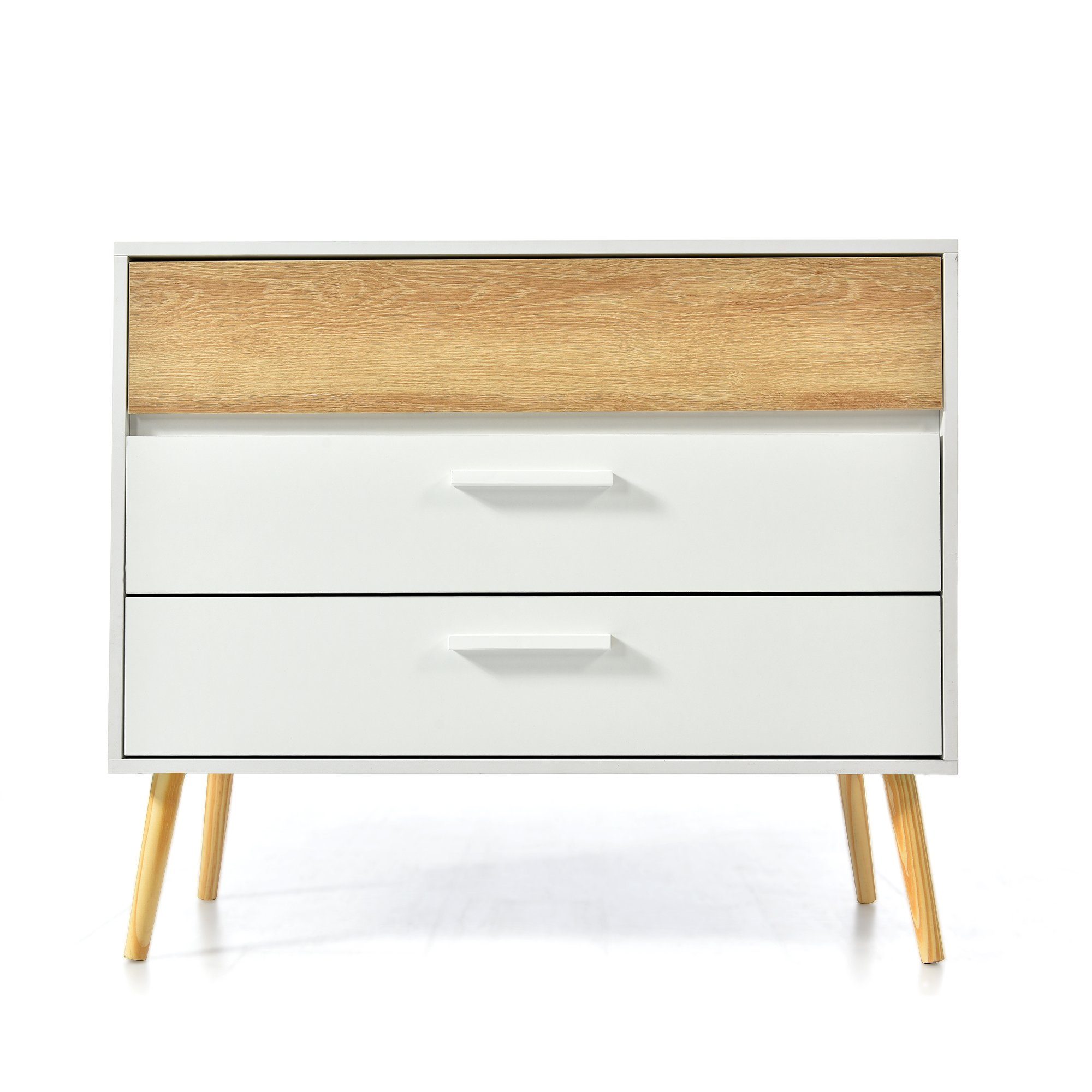 Kommode (mit 3 Schubladen), Schubladenkommode Schrank Sideboard 77x91.5x40 cm