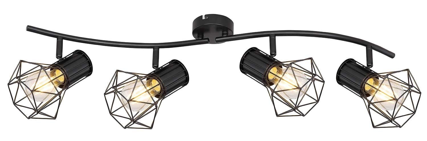 GLOBO LIGHTING Deckenstrahler PRISKA, 4-flammig, Breite 80 cm, Schwarz, Metall, ohne Leuchtmittel