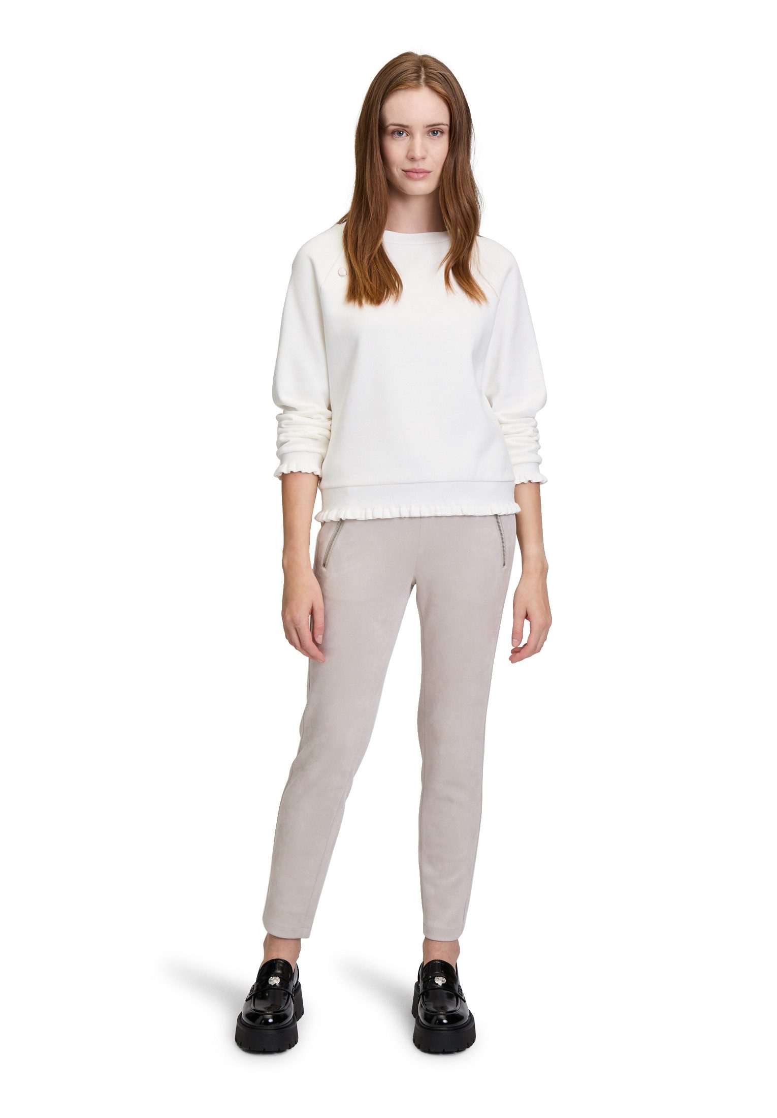 Cartoon Sweatshirt Damen mit Rippbündchen Rüschen