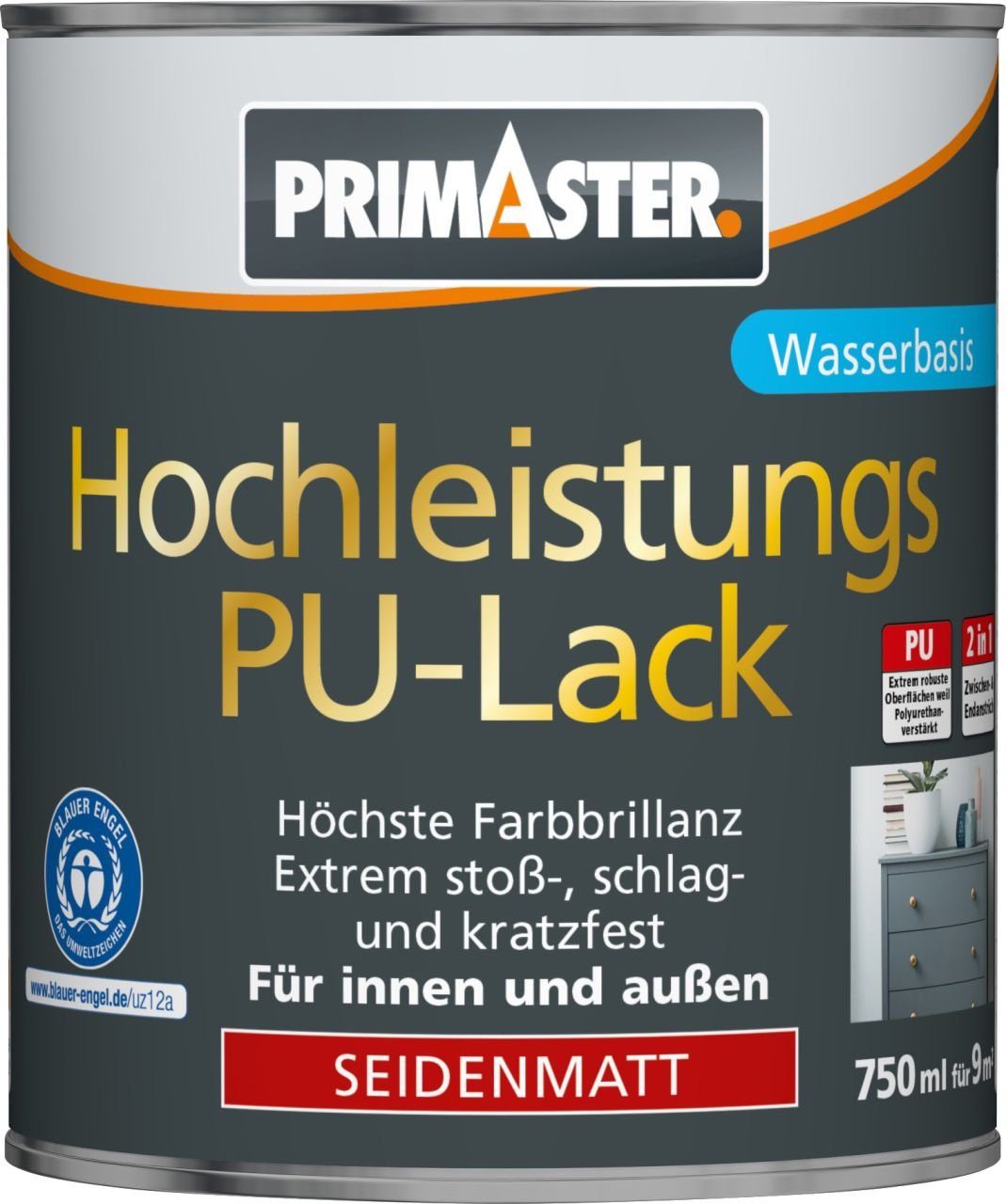 ml 750 Primaster Primaster 9001 Acryl-Buntlack Hochleistungs-PU-Lack RAL
