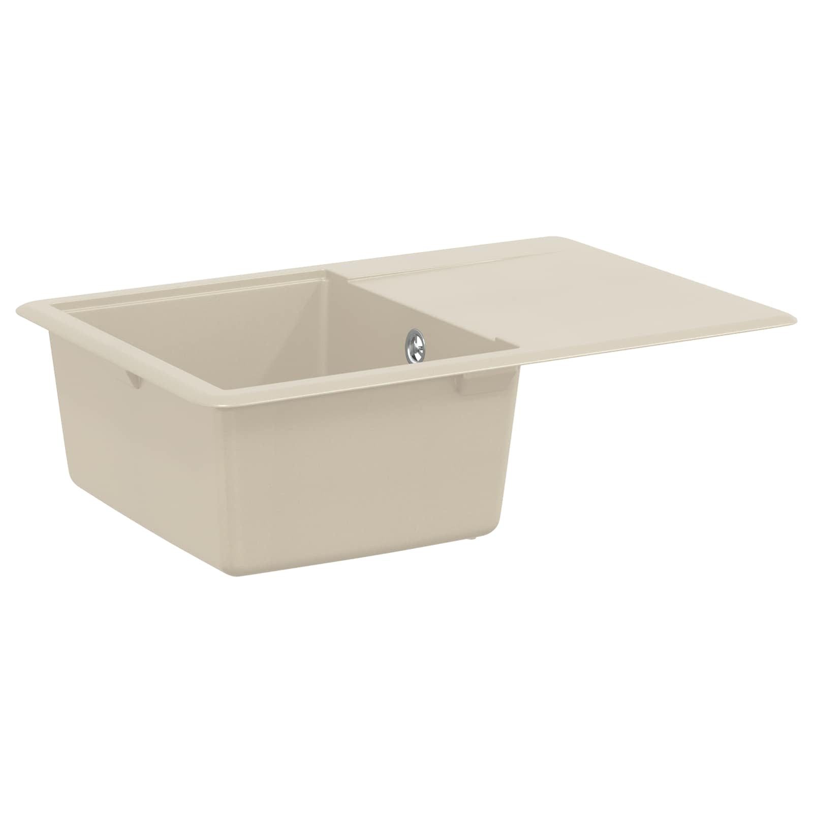 vidaXL Granitspüle Waschbecken Beige 670 x 460 mm 80% Quarz und 20% Harz, Rechtwinklig, 5/670 cm, (1 St)