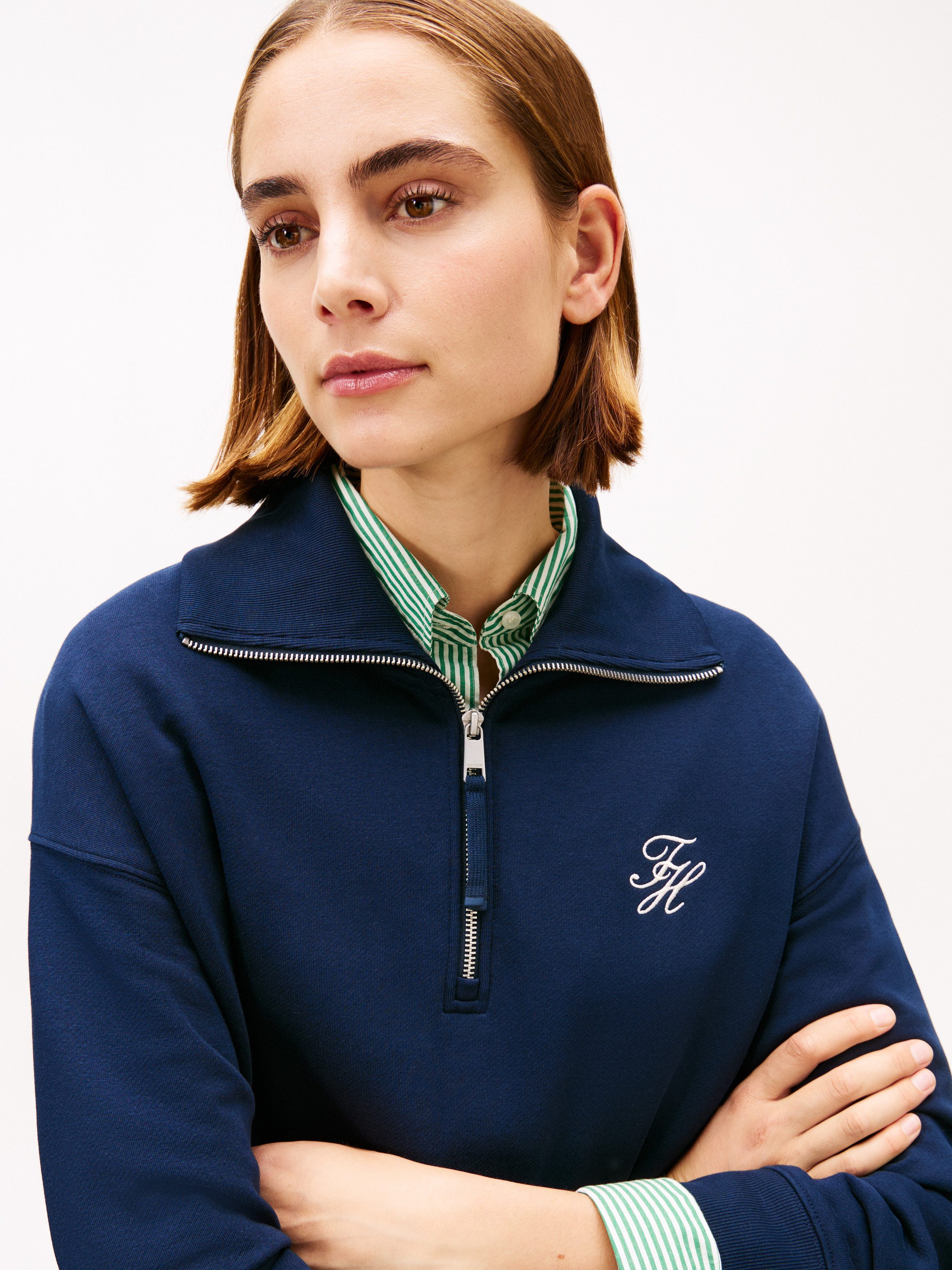 Tommy Hilfiger Minikleid TH SCRIPT 1/2 ZIP TERRY DRESS