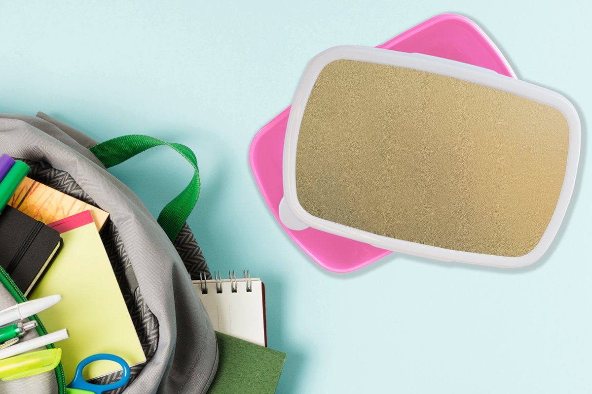 Brotbox Lunchbox Kunststoff, Gold Struktur für Snackbox, - Design MuchoWow - Chic, Brotdose Erwachsene, rosa Kinder, Mädchen, Kunststoff - - Metall (2-tlg),