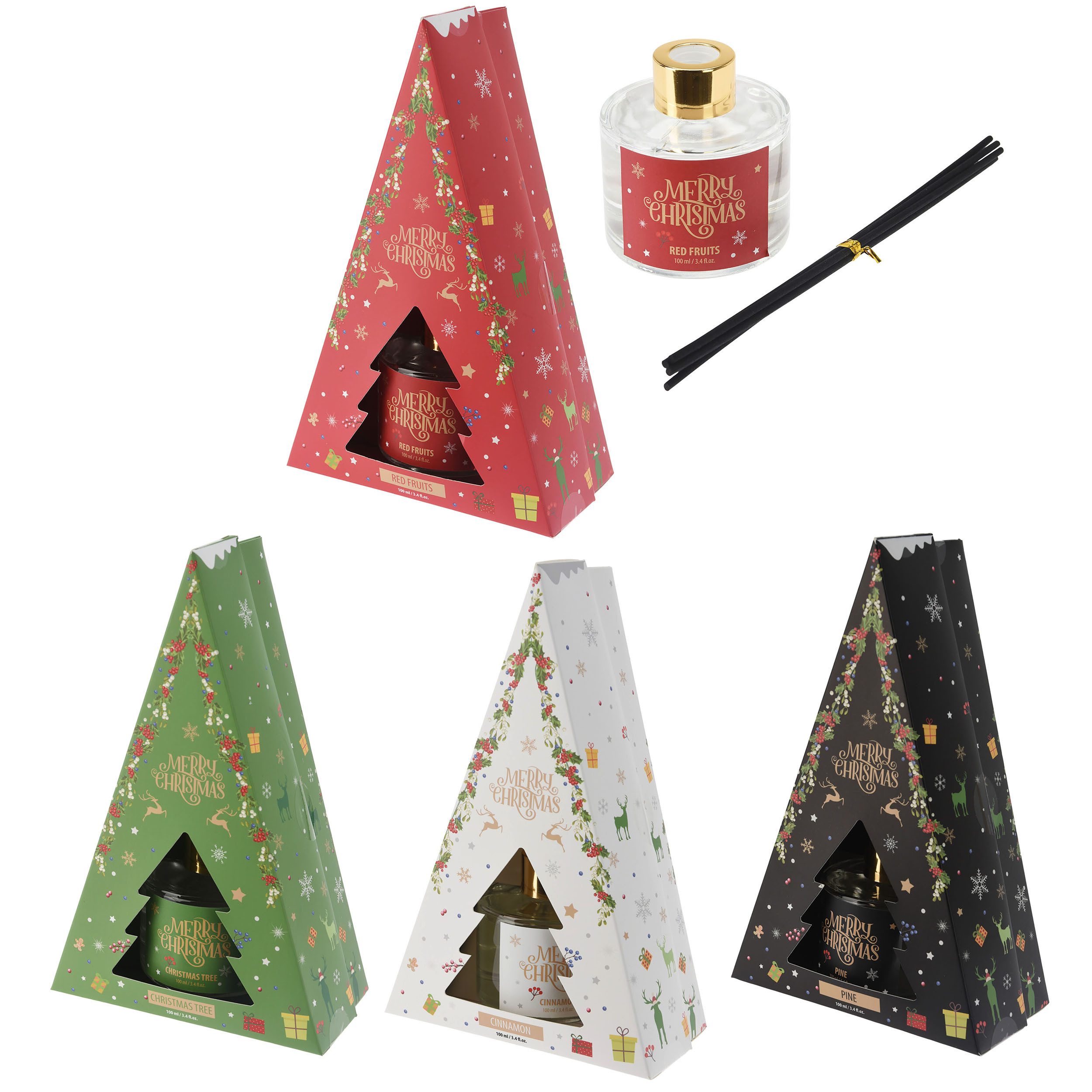 Annastore Duftstäbchen 4-tlg. Set Raumduft Lufterfrischer mit Stäbchen - Weihnachtsedition (4-St), 4 x 100 ml