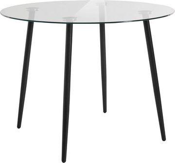 INOSIGN Essgruppe, (Set, 5-tlg), runder Glastisch, Ø 100 cm und 4 Esszimmerstühlen, Bezug aus Samtstoff