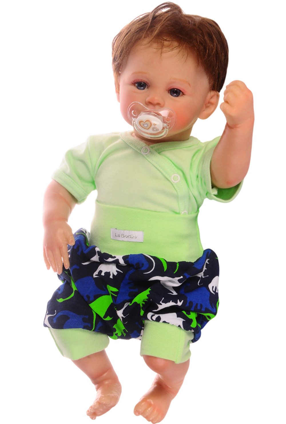 Body & Shorts Erstlisset Baby Wickelbody kurzarm und kurze Hose in grün blau