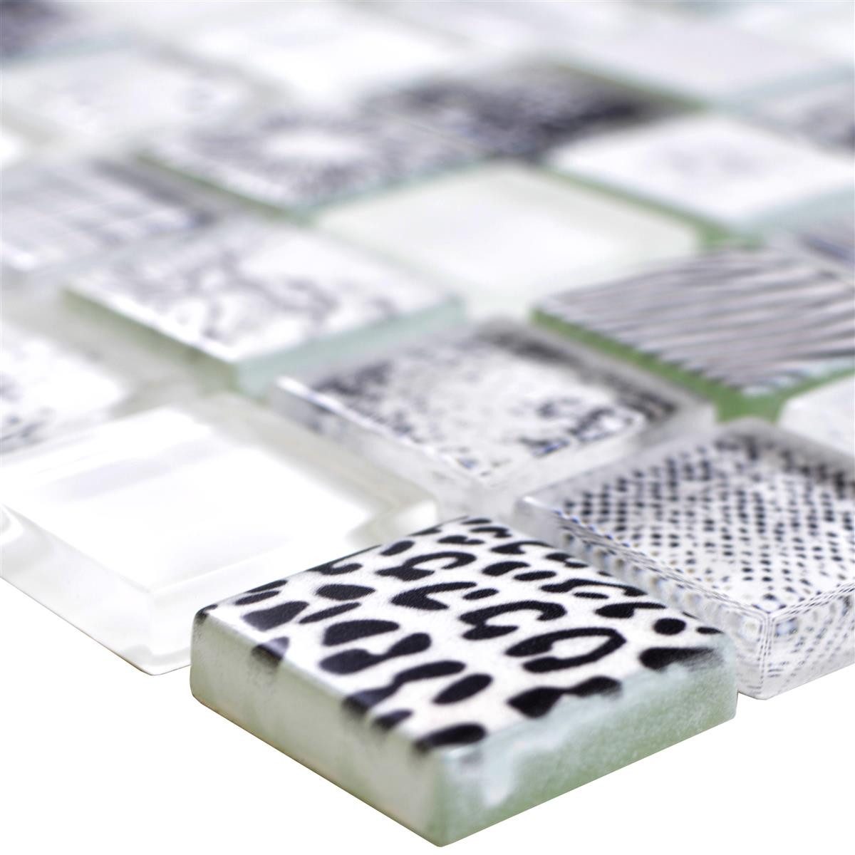 Mosafil Mosaikfliesen Glasmosaik Fliesen Cornelia Retrooptik, Glas 30.000x30.000, superweiß, Verlegefertig auf ein Netz geklebt - Wasserfest