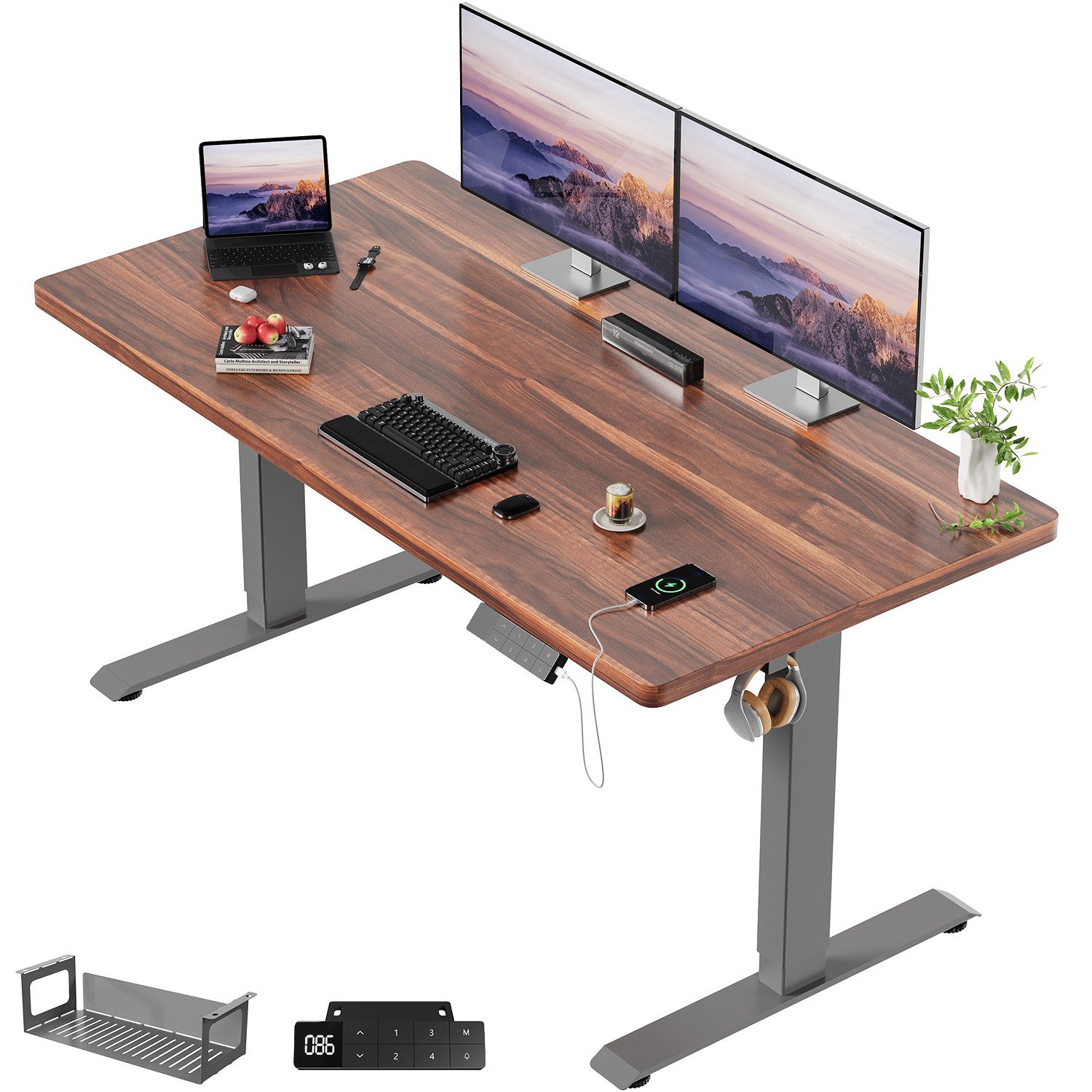 HOMALL Schreibtisch Höhenverstellbarer Einteilige Tischplatte 25mm Tragfähi günstig online kaufen