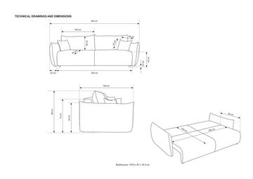 andas 3-Sitzer MAVAS Schlafsofa mit Bettkasten, ca.240/108cm (Liegefläche 212/145 cm), Cord, Chenille, Struktur