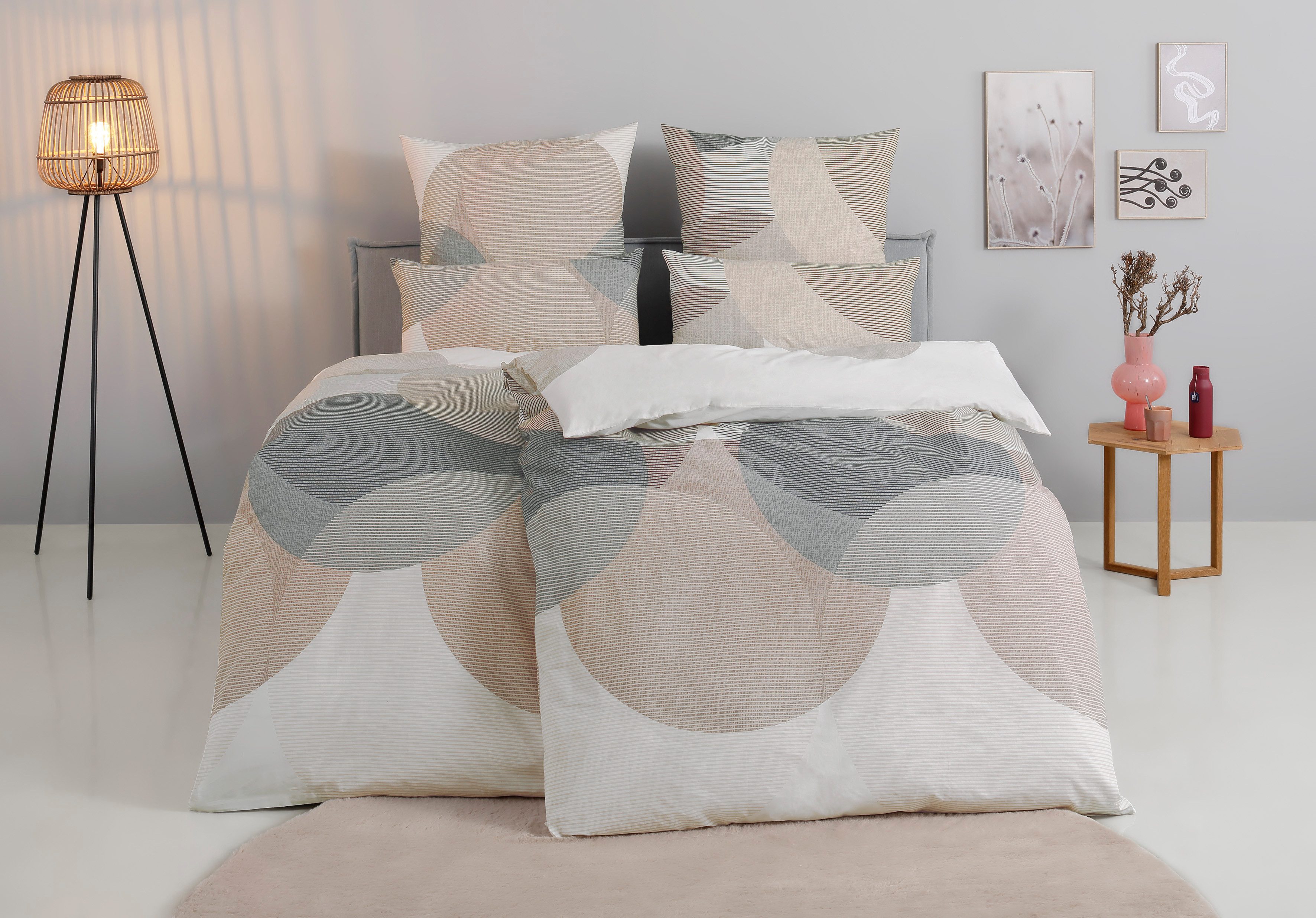 OTTO home Bettwäsche Carla ab Gr. 135x200 cm und in drei Qualitäten, Feinbiber, 2 teilig, 100% Baumwolle, geometrisches Design, Kreise, Bierbaum by OTTO home