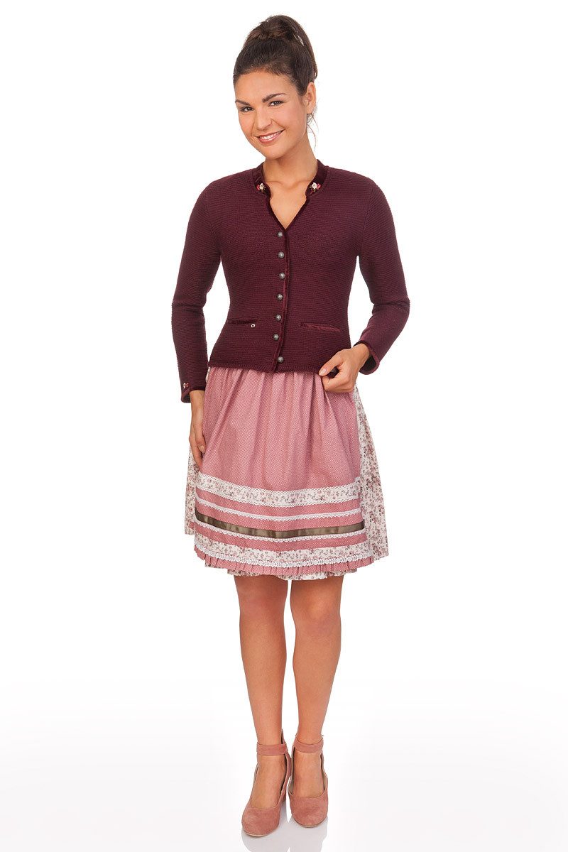 Spieth & Wensky Trachtenjacke Trachten Strickjacke - MALTA - hellgrau, weinrot – Bild 5 von 5