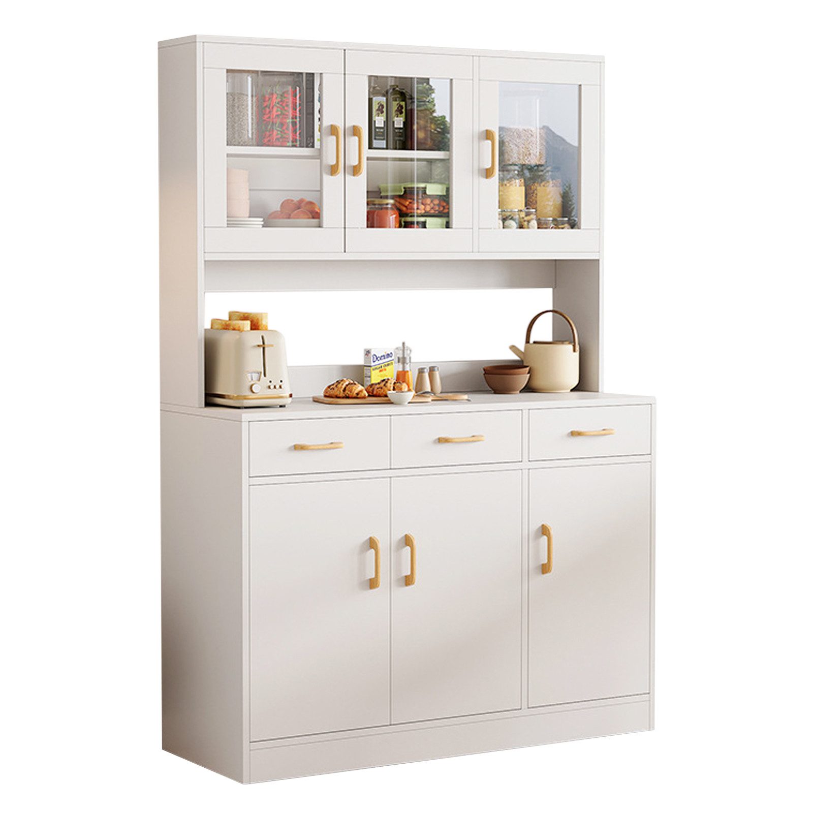 TWSOUL Küchenbuffet Modernes Sideboard mit 3 Schubladen & 3 Türen, Weiß, 10 günstig online kaufen