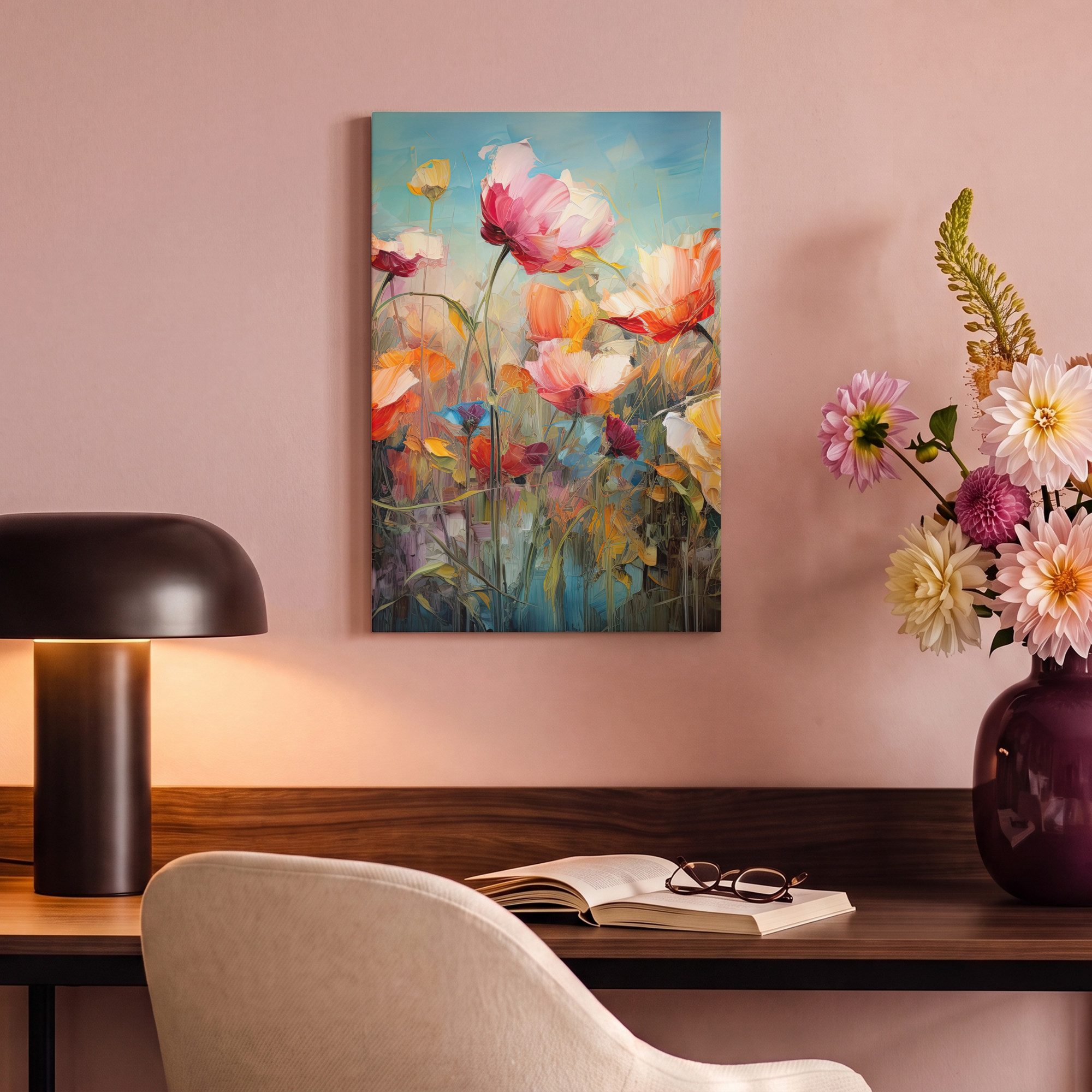 OneMillionCanvasses® Leinwandbild Blumen - Aquarell - Kunst - Botanisch - Natur, Fotodruck (1 St), Leinwand Canvas Wandbild, Wanddekoration 20x30 cm – Bild 4 von 5