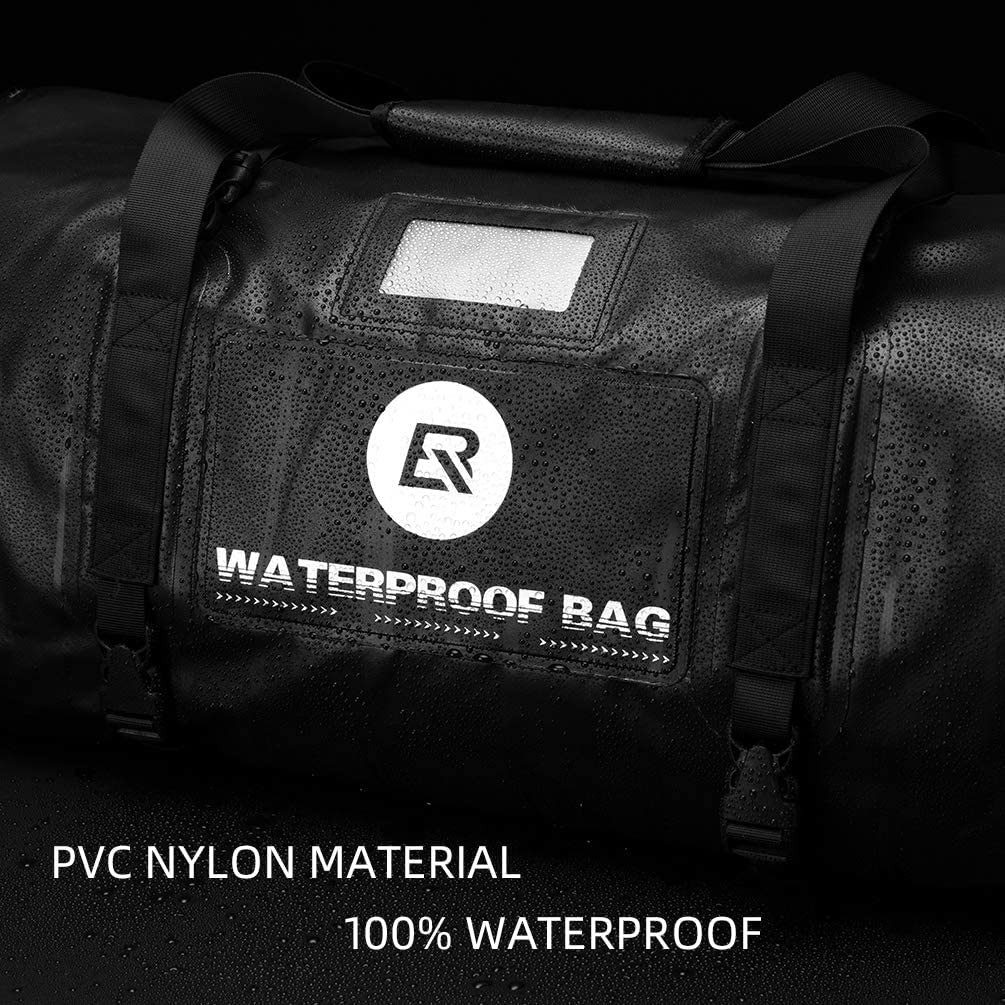 ROCKBROS Satteltasche Motorradtasche Gepäckrolle Hecktasche 100% Wasserdicht (1-tlg), Motorrad Gepäcktasche mit Schultergurt ca. 55L Gelb