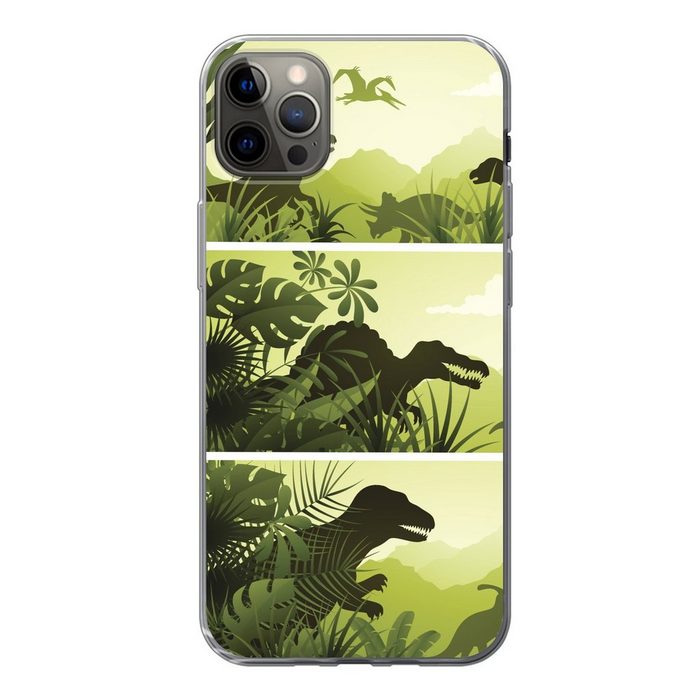 MuchoWow Handyhülle Dinosaurier - Dschungel - Illustration - Kinder - Kind Handyhülle Apple iPhone 13 Pro Max Smartphone-Bumper Print Handy