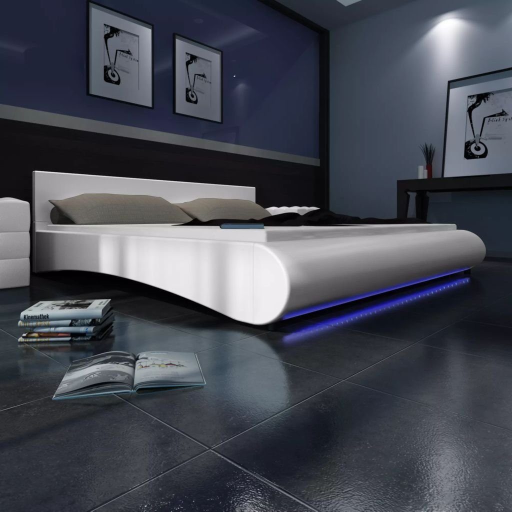 vidaXL Bettgestell »vidaXL Bett mit Matratze LED Weiß Kunstleder 180×200  cm« online kaufen | OTTO