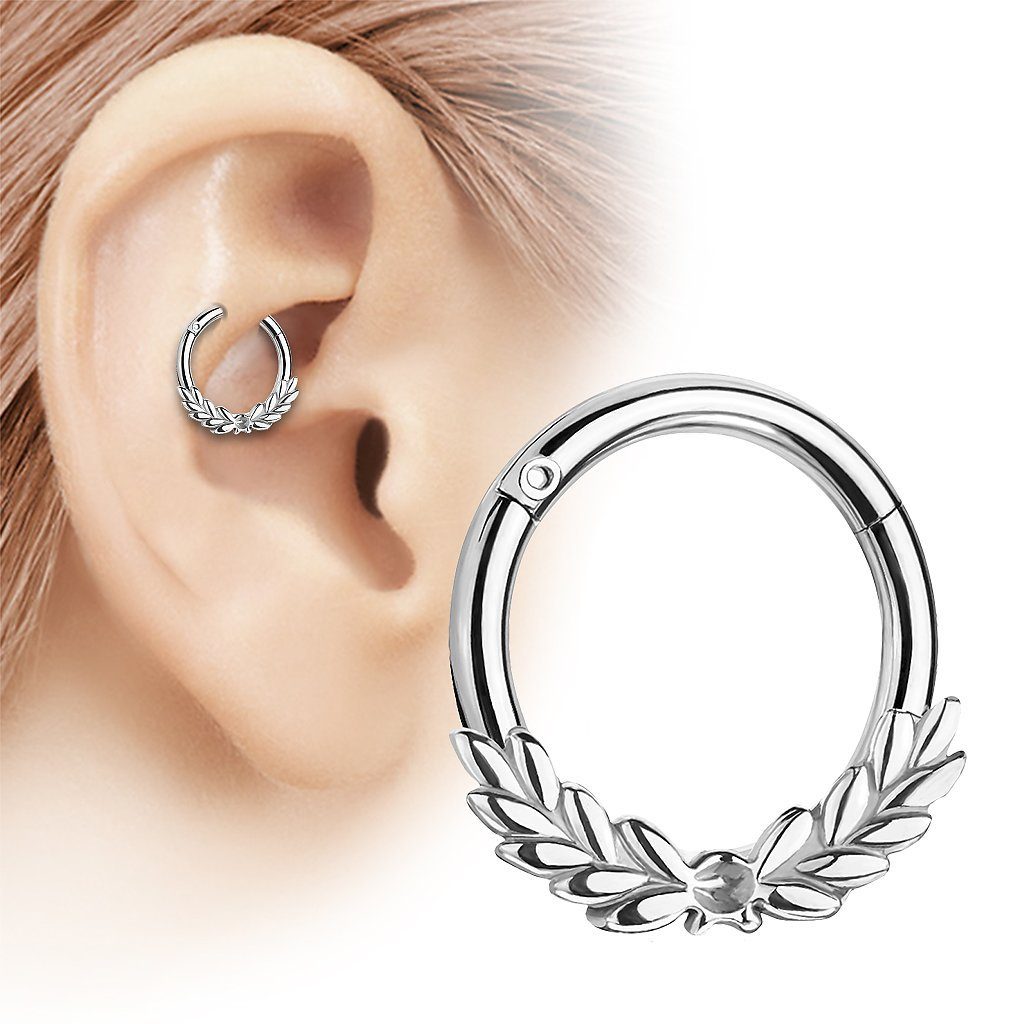 Taffstyle Nasenpiercing Piercing Clicker Scharnier mit Lorbeere, Segment Ring Lorbeere Septum Tragus Helix Nase Lippe Nasenring Knorpel