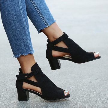 ZWY Sommer Mode Frauen Sandalen High-Heel-Sandalette (Fischmaul-Sandalen mit hohen Absätzen) Ferse Reißverschluss Hochhackige