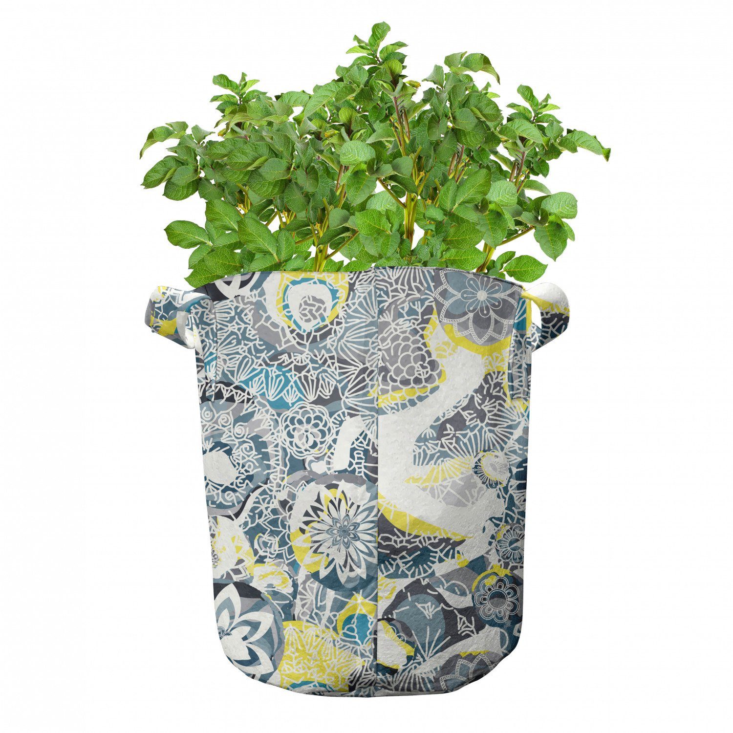 hochleistungsfähig Mandala Blumen Stofftöpfe Pflanzkübel Griffen Vintage Style mit Abakuhaus für Pflanzen,