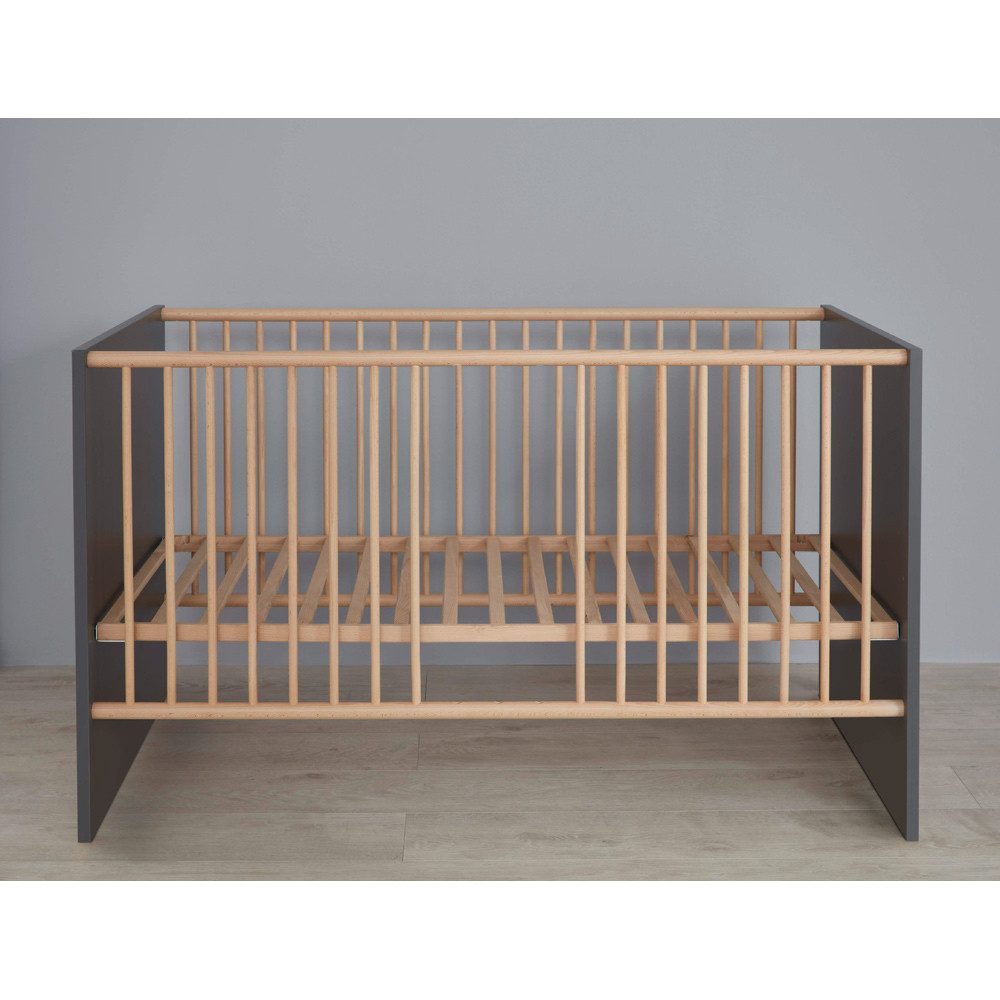 Lomadox MANISA-19 ​​baby room complete set (2-piece), grey with solid beech accents