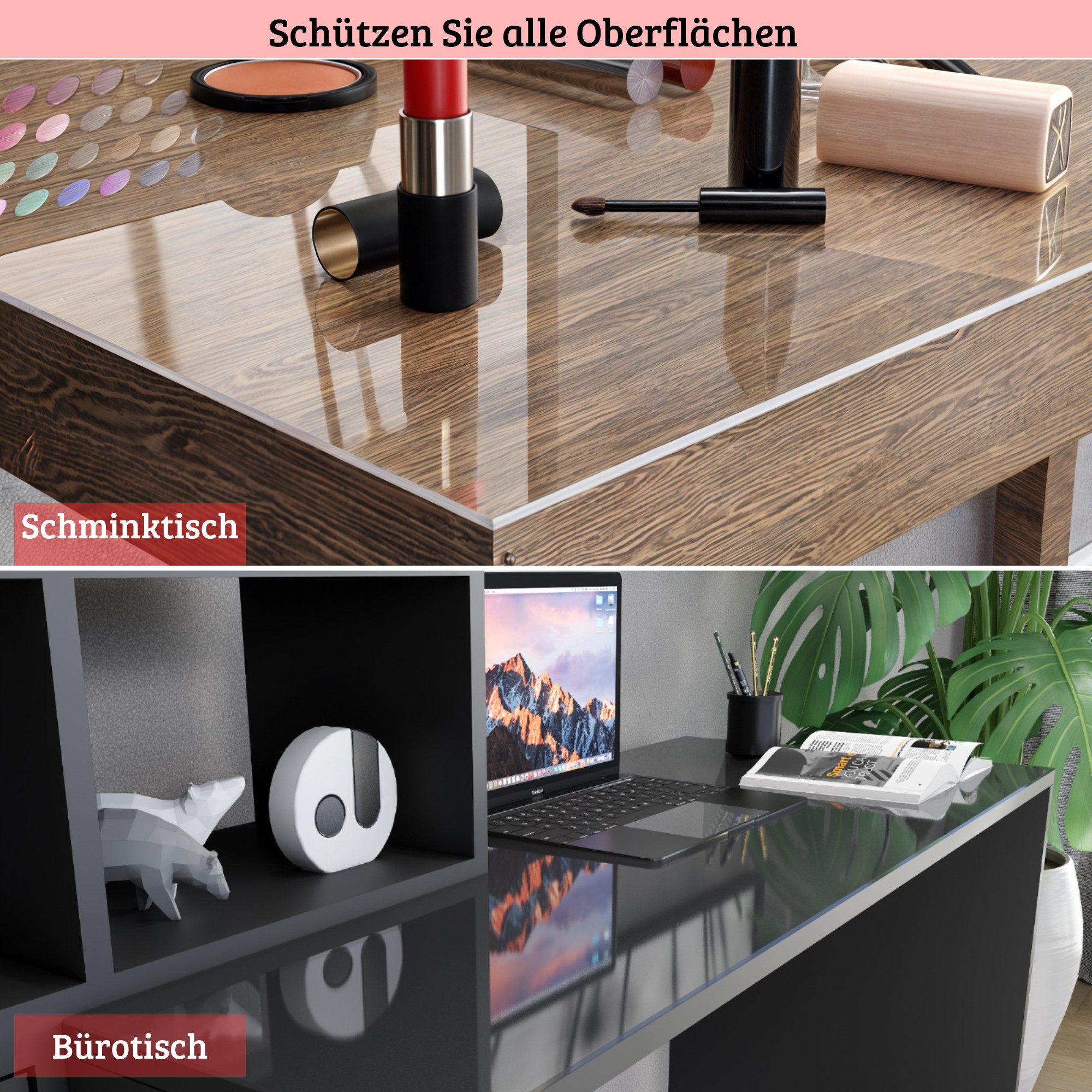 Blade Tischdecke Tischdecke Transparente Glasklar Tischfolie 2 mm, abgeschrägte Kante (Einzelartikel, Einzeln erhältlich), Kratzfest, geruchlos, REACH-konform,  – Bild 3 von 5