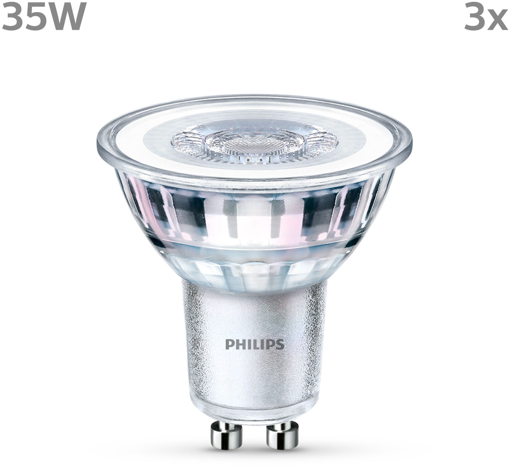 Philips Hue LED-Leuchtmittel LED classic Lampe 35W GU10 warmweiß 255lm 3er Pack, GU10