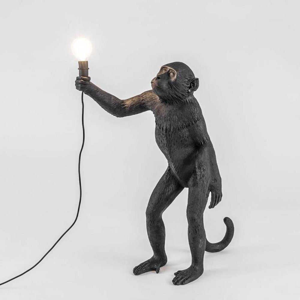 Seletti LED Außen-Tischleuchte Monkey stehend Schwarz