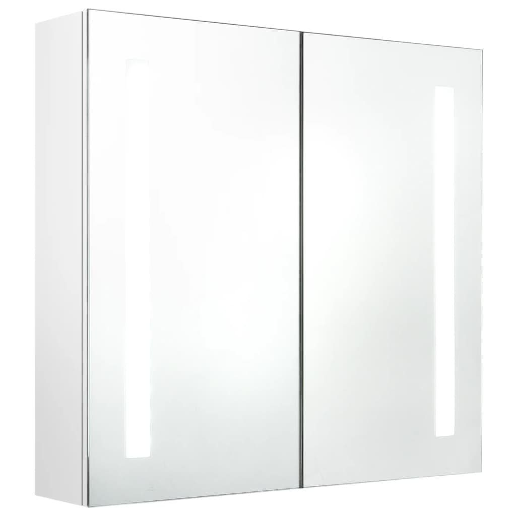 Badezimmerspiegelschrank (1-St) Bad Weiß vidaXL 62x14x60 Glänzend LED-Spiegelschrank cm fürs Hochglanz-Weiß