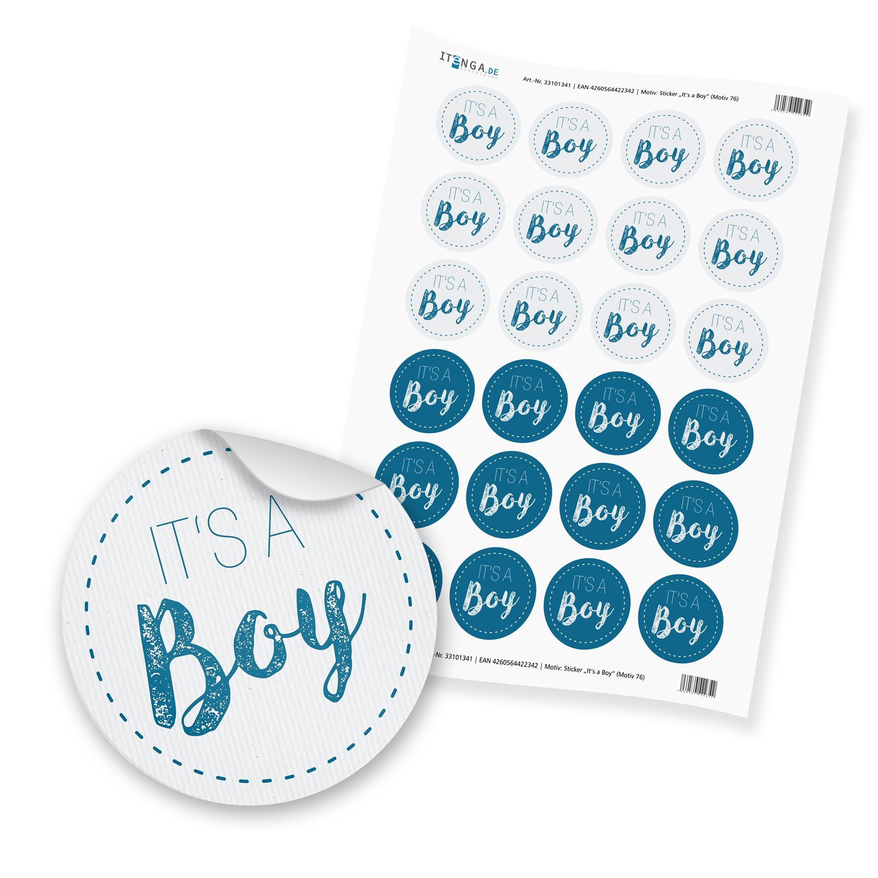 itenga Aufkleber 24 x itenga Sticker „It s a Boy“ (Motiv 76)