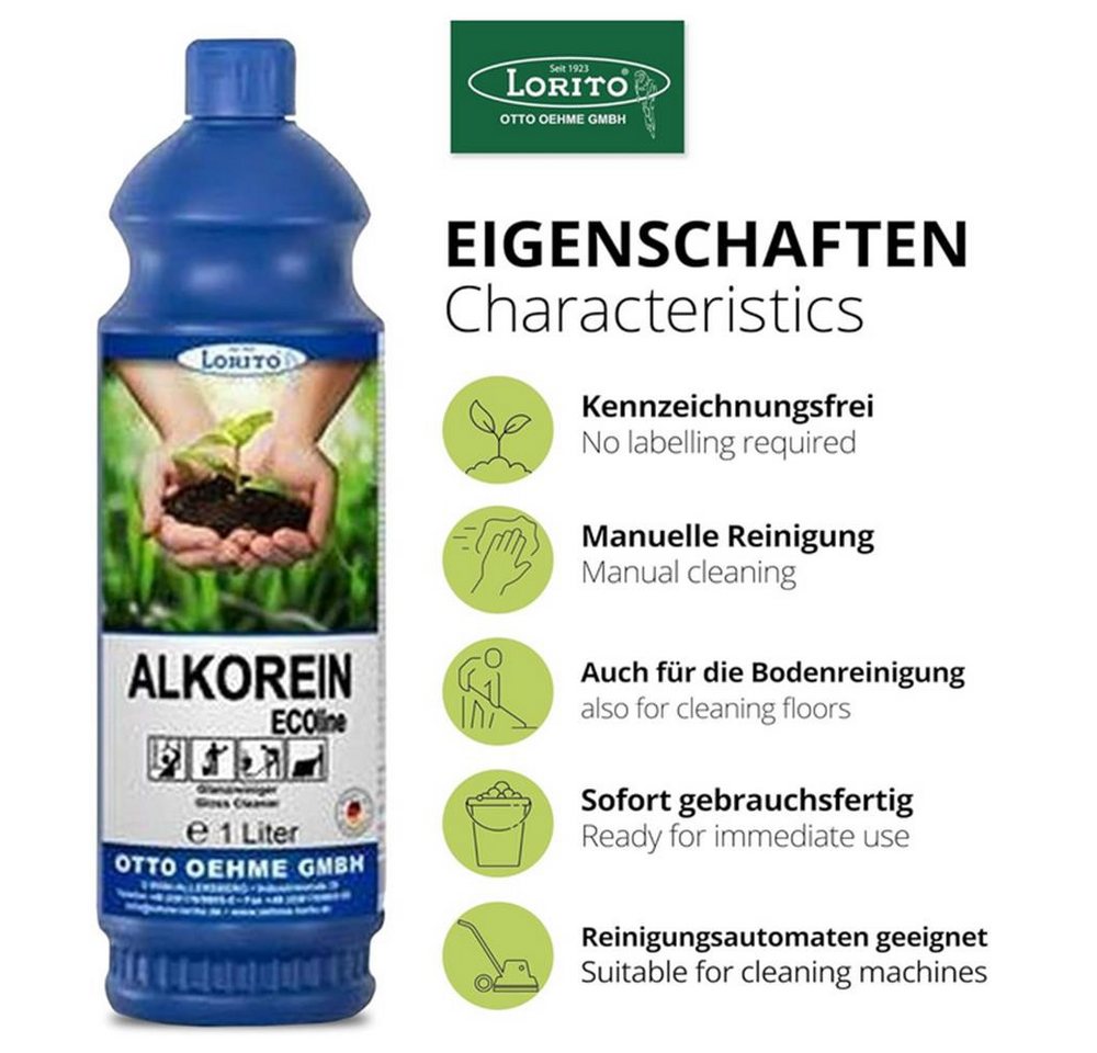 Thumbnail - Lorito Lorito Alkorein Ecoline kennzeichnungsfreier Alkoholreiniger 1 Liter Fussbodenreiniger