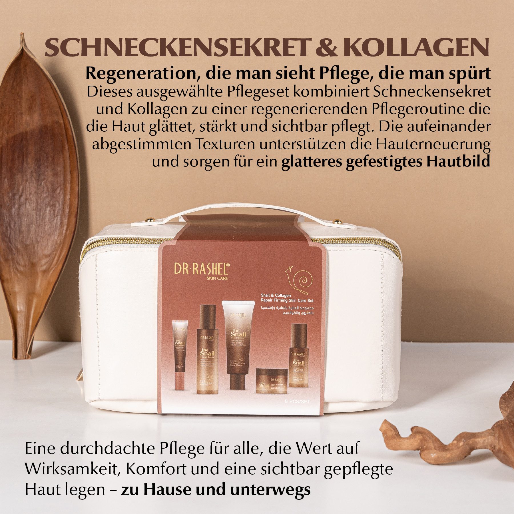 DR RASHEL Gesichtspflege-Set Kollagen Snail Mucin Gesichtspflege Augenserum Cream Cleanser Toner, 5-tlg., Gesichtspflege Set, Hautpflege, Snail, DR.RASHEL