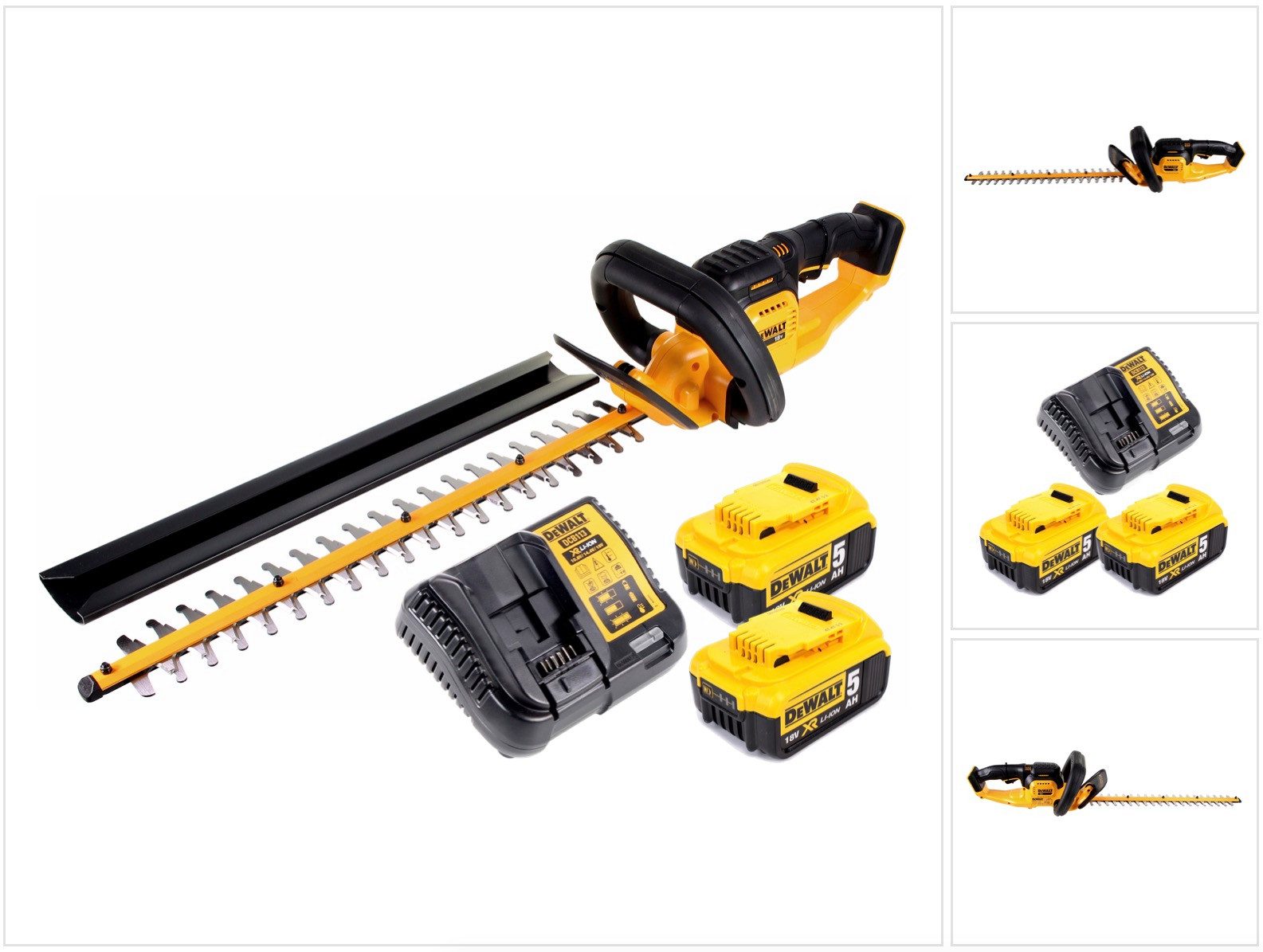 DeWalt Akku-Heckenschere DCM 563 P2 Akku Heckenschere 18V 55,8cm + 2x 5,0Ah Akku + Ladegerät