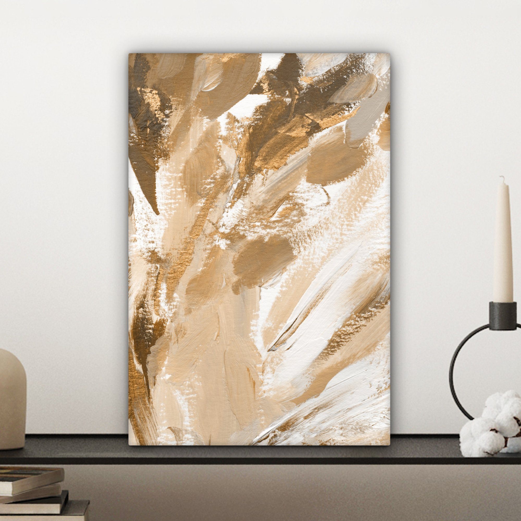 Farbe cm OneMillionCanvasses® Luxus, St), (1 Gold Leinwandbild fertig - Gemälde, bespannt 20x30 Leinwandbild Zackenaufhänger, - inkl.