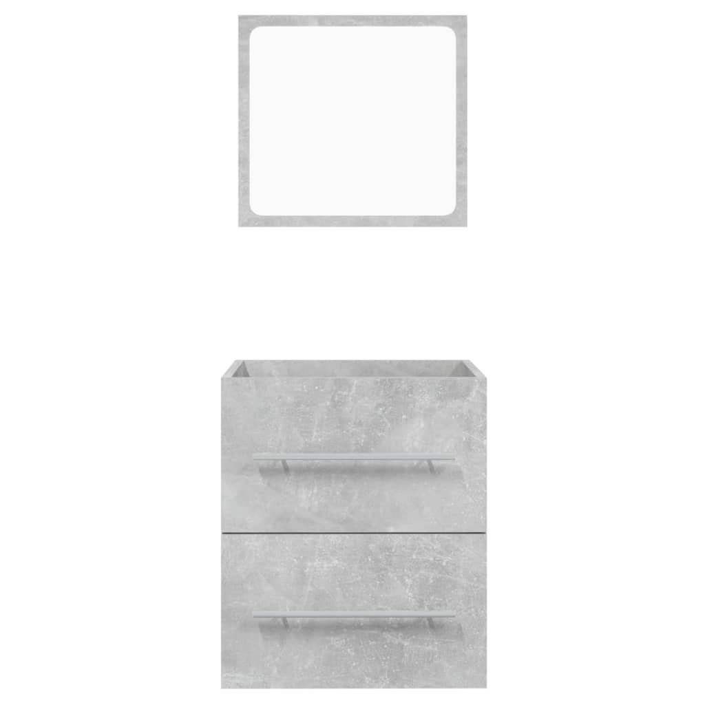 Badschrank cm, 41x38,5x48 mit Badezimmer-Set Spiegel (1-St) vidaXL Betongrau