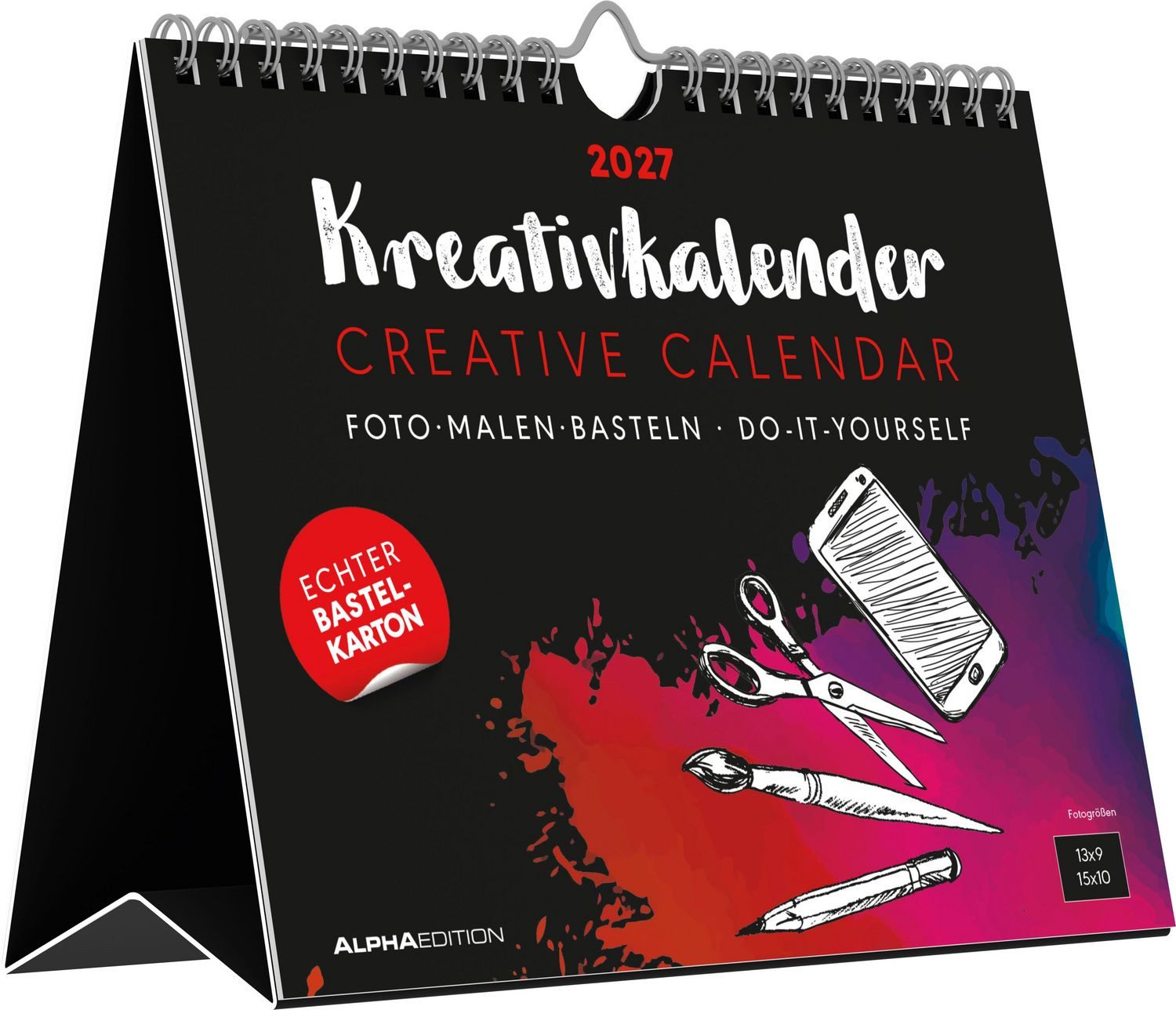 Bastelkalender Kreativkalender Tischaufsteller quer schwarz 2027