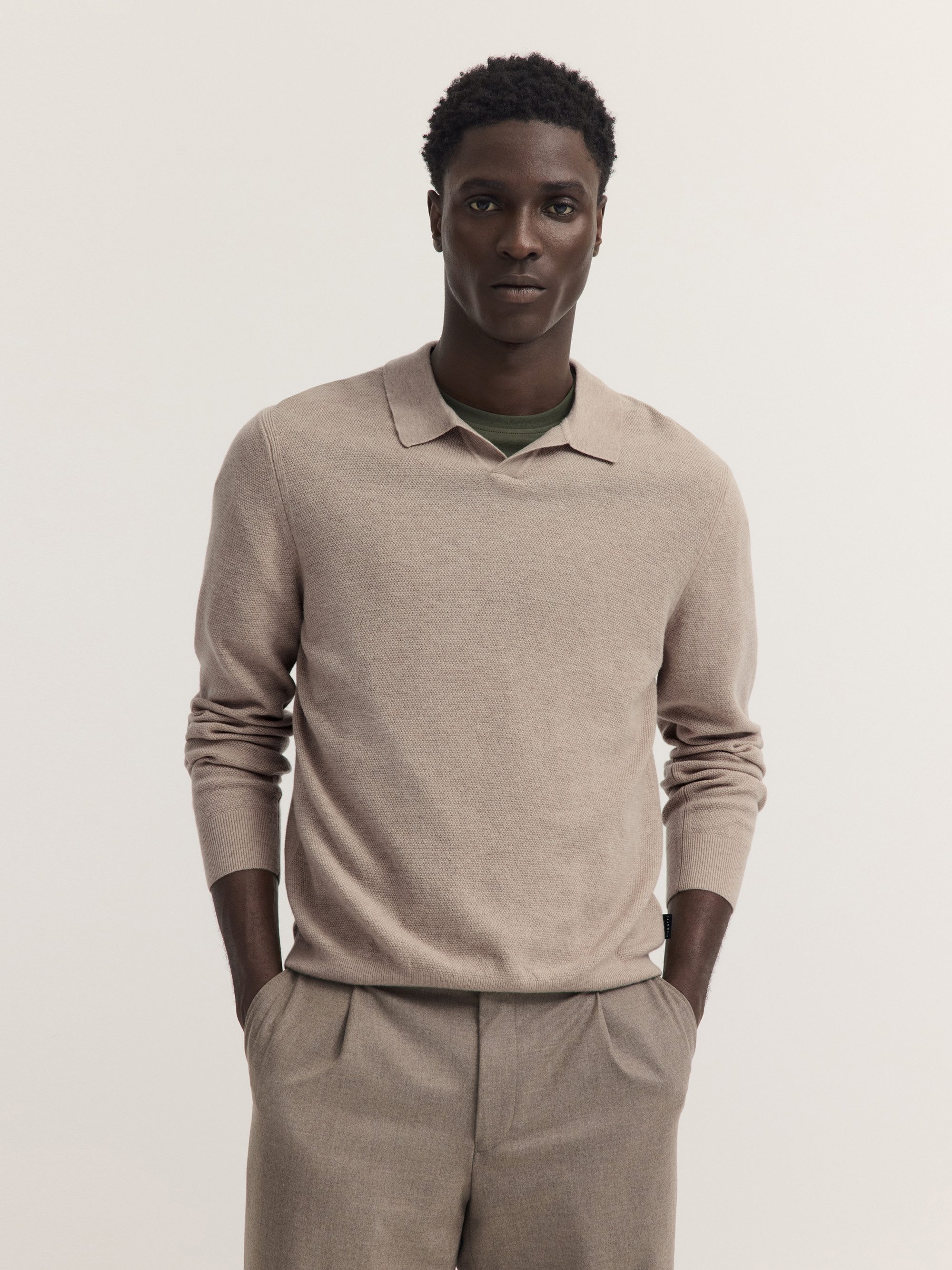bugatti Poloshirt Regular Fit Regular Fit Wollmix Reißverschluss