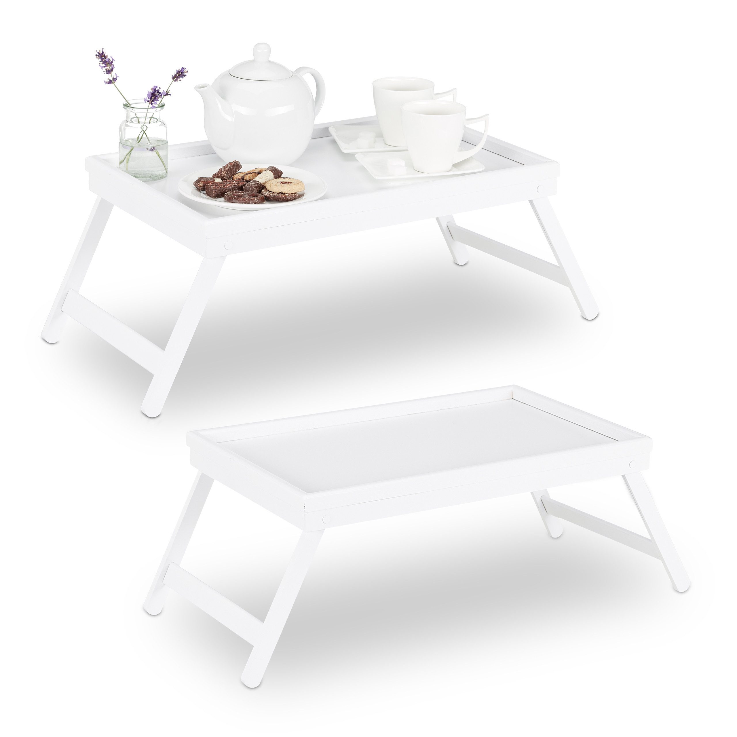 relaxdays Tabletttisch 2 x Betttablett Bambus günstig online kaufen