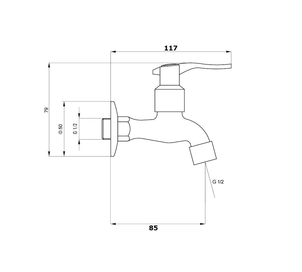Deante Waschtischarmatur BEZ 122L Wandhahn Kaltwasserarmatur Wandventil Auslaufventil Chrom