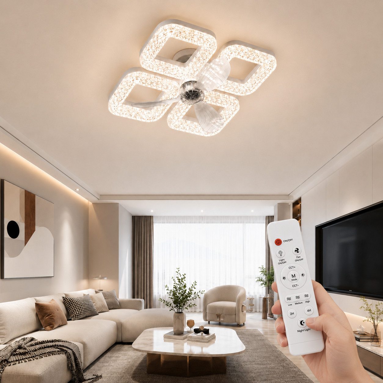 Eurohandisplay Deckenventilator Deckenventilator LED Beleuchtung Lichtfarbe einstellbar, Nicht zutreffend