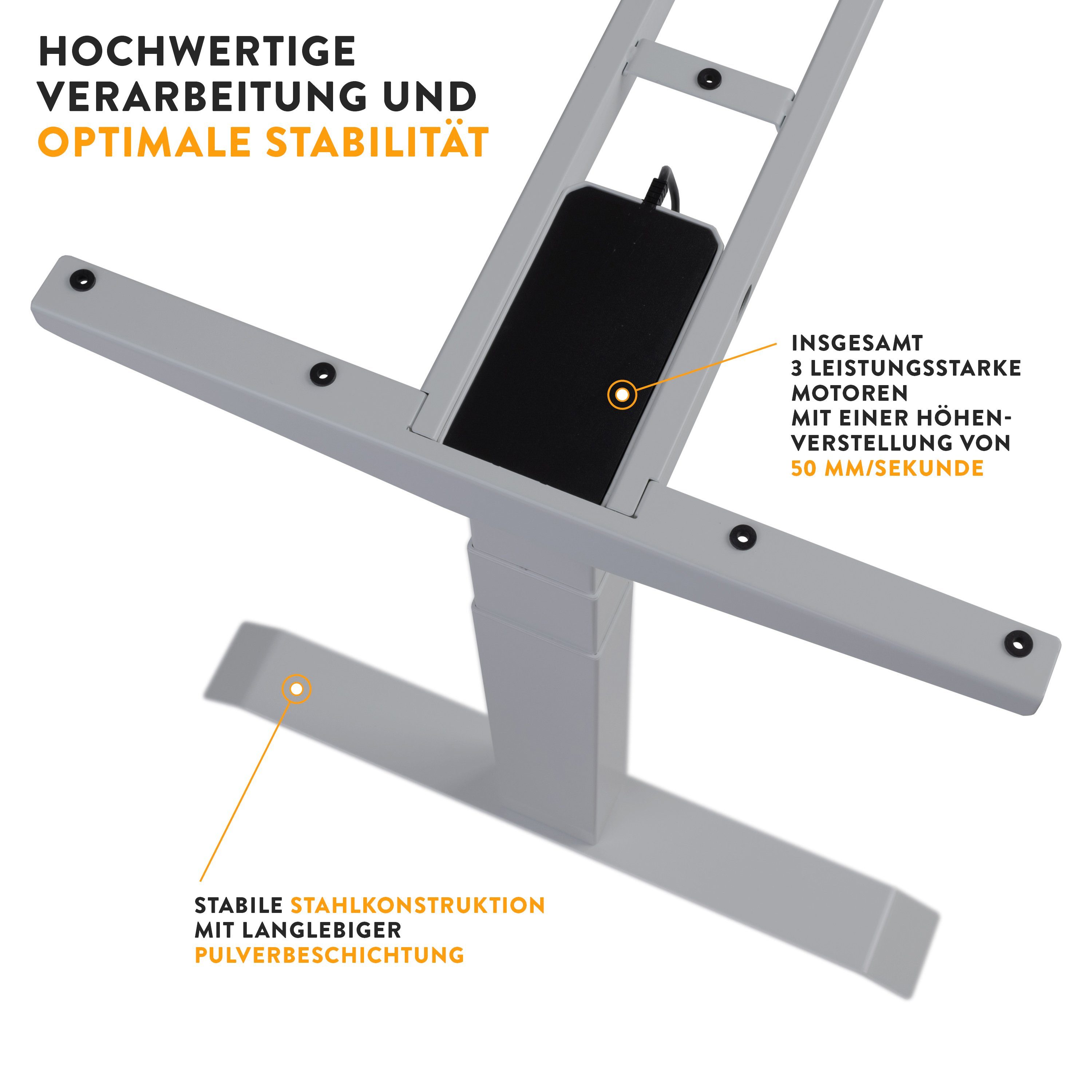 boho office® Eckschreibtisch Basic Line 90 (Tischgestell Silber), Stehschreibtisch elektrisch höhenverstellbar mit 3 Speicherplätzen