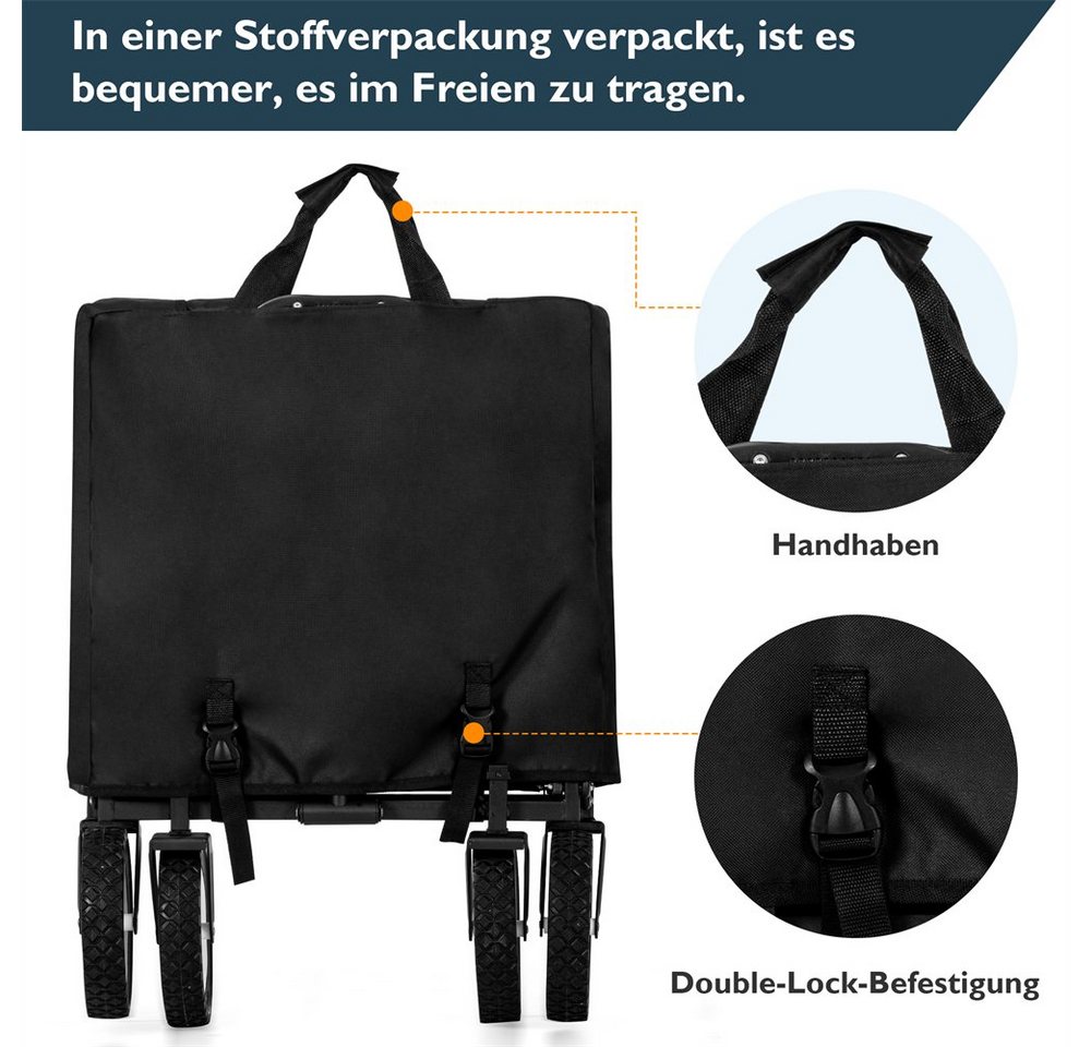 Thumbnail - XDeer Handwagen Faltbare Wagon Outdoor All Terrain Verstellbarer Griff Garten Trolley, Verstellbarer Griff 360°schwenkba...