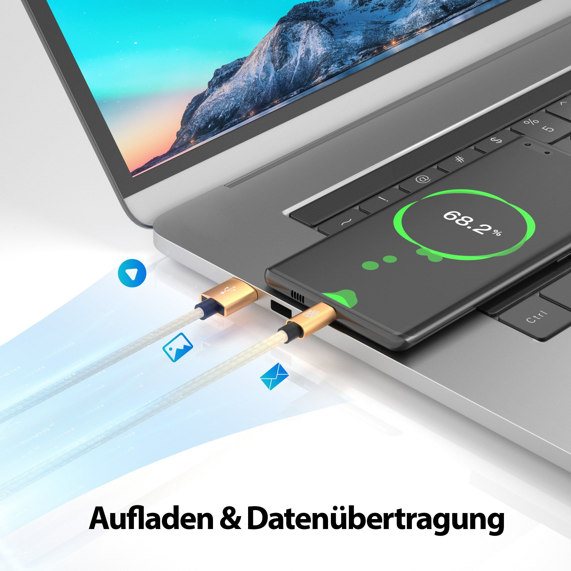 JAMEGA Micro USB Kabel Ladekabel Daten für Tablet Samsung Huawei PS4 XBOX LG USB-Kabel, USB, Micro USB, (100 cm) – Bild 3 von 5