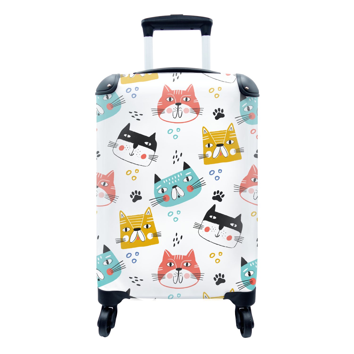 MuchoWow Handgepäckkoffer Jungen - Muster - Katzen, 4 Rollen, Reisetasche mit rollen, Handgepäck für Ferien, Trolley, Reisekoffer