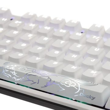 Ducky ONE 2 White Edition PBT Gaming Tastatur, MX-Black, weiße LED - weiß Gaming-Tastatur (mechanisch, USB Typ-A und Typ-C, QWERTZ, weiß/schwarz, abnehmbares Kabel)