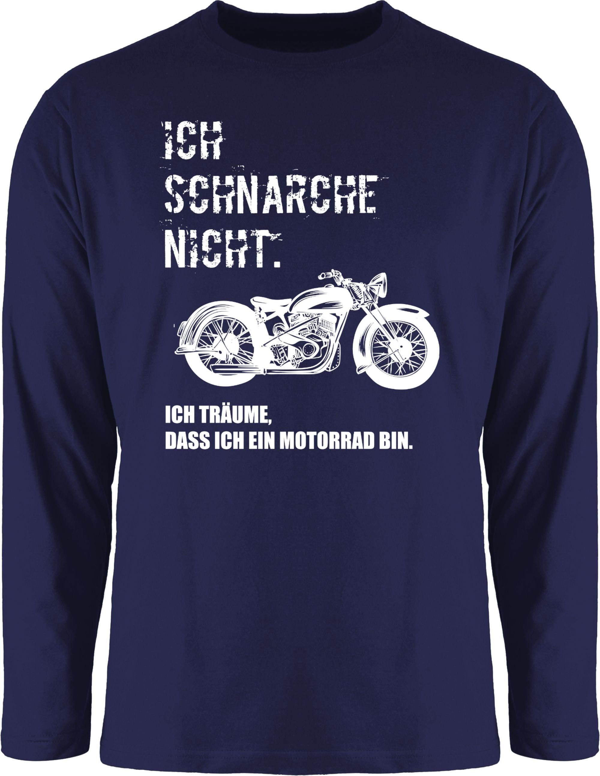 Shirtracer Rundhalsshirt Ich schnarche nicht. ich träume dass ich ein Motorrad bin Vintage Sprüche Statement 2 Navy Blau