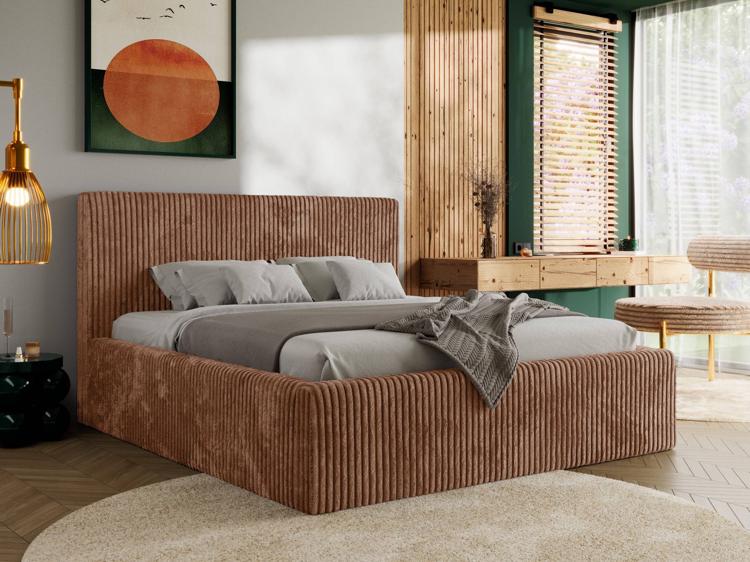 MKS MÖBEL Polsterbett TILIANO CLASSIC (Packung, Set, moderne Bett mit Stauraum, Doppelbett mit Gepolstertes Kopfteil), Cord Bett, mit/ ohne Matratzen, Lattenrost