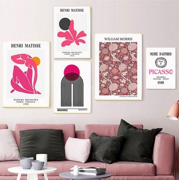 TPFLiving Kunstdruck (OHNE RAHMEN) Poster - Leinwand - Wandbild, Pablo Picasso - Museé D' Antibes - Paul Klee - (Henri Matisse - William Morris - Bauhaus), Farben: rosa, schwarz und weiß - Größe 10x15cm