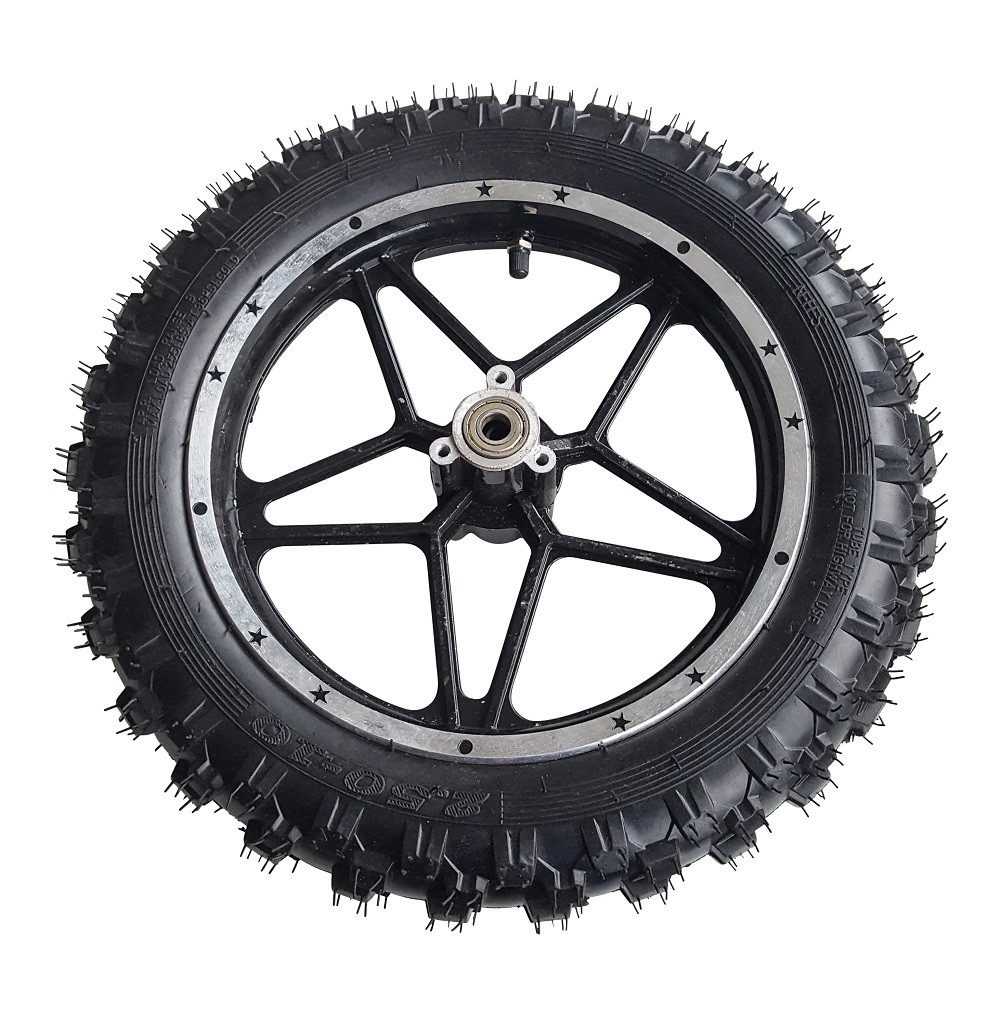 FunSport-Factory Ersatzrad Vorderrad 2.50-10 Scooter Schwarz komplett, Komplettrad mit Reifen, Schlauch und Kugellagern