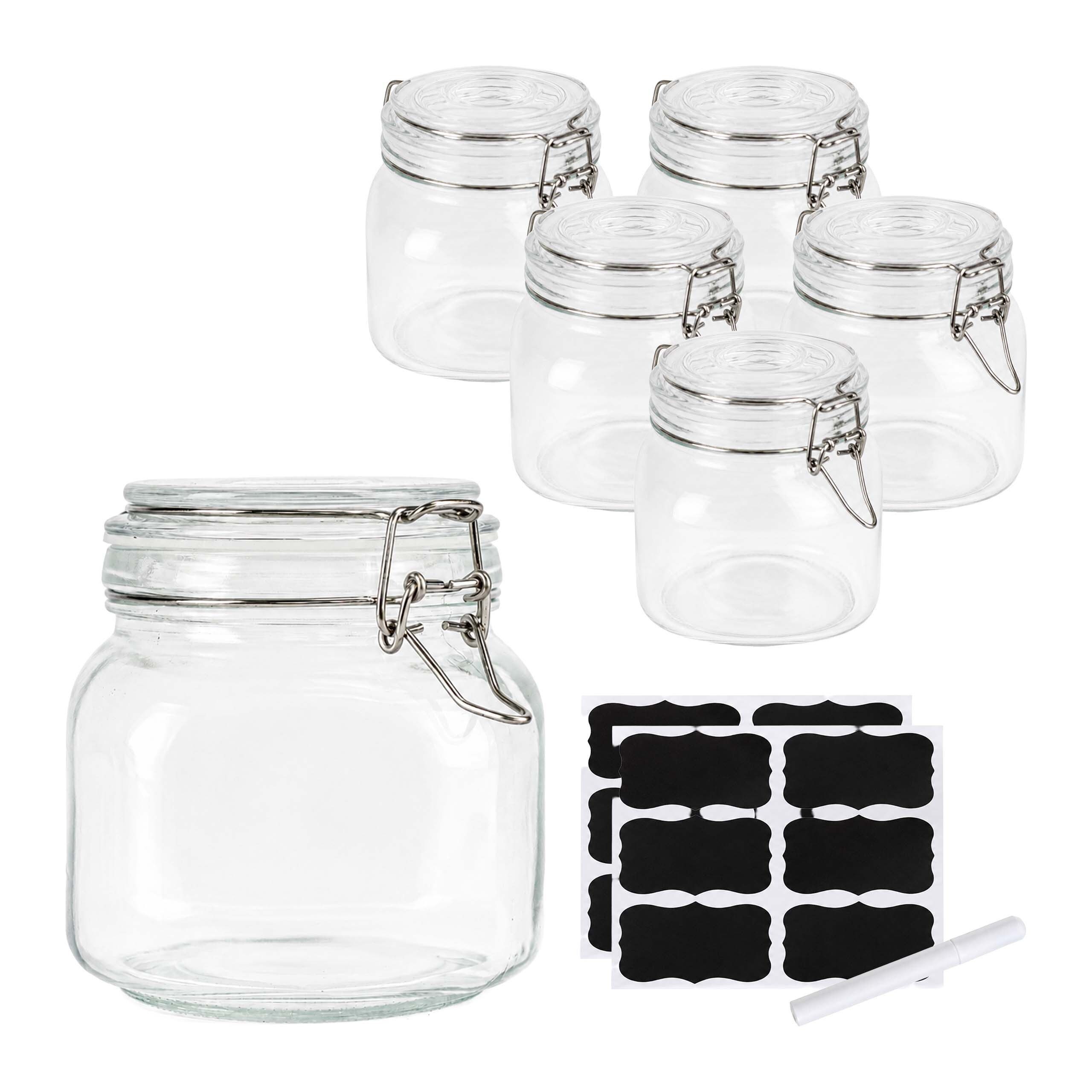 relaxdays Einmachglas Einmachgläser 6er Set 750 ml, Glas, Einweckglas, Sturzglas
